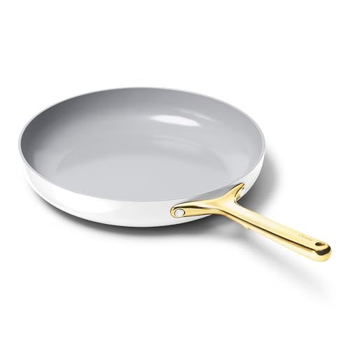 Image of Caraway Nonstick Ceramic Frying Pan - 12 inch - Non Toxic, PTFE & PFOA Free - Oven Safe to 550F - Compatible with Gas, Electric, Induction Stovetops, White