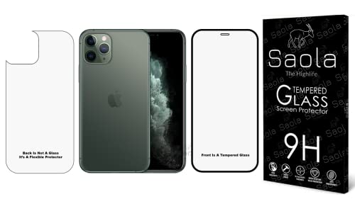 Image of Saola HD+ Front And Back Tempered Glass For Apple Iphone 11 Pro Max - Comes with One Minute Easy Installation Kit & Wipes. (Back is Not Glass, Its a Flexible Protector)
