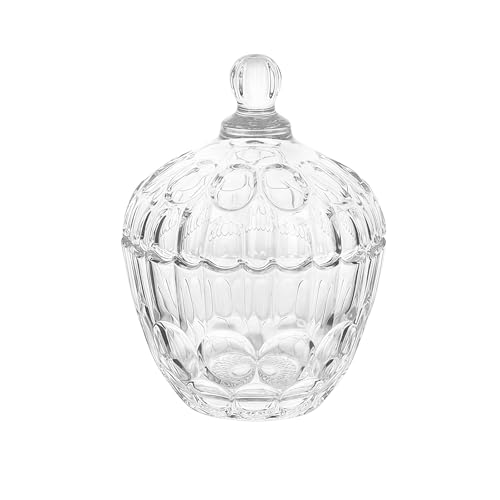 QUUPY Sucrier en verre cristal 260 ml avec couvercle pour bonbons, chocolats