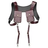 Loloda Men's Vintage H-Back Leather Suspender Adjustable Suspender Belt with 2 Swivel Hooks for Pants Jeans Shorts Suits Type A Brown One Size