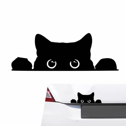 Image of Funny Car Stickers, Waterproof Peeking Sneaky Cat Sticker, Self-adhesive Cute Black Cat Decals, 5.5 inch x 2 inch Curious Peeking Kitty Cat Decal for Cars, Trucks, Window, Laptop, Wall (Black)
