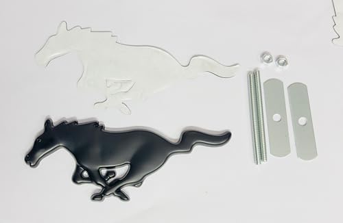 Image of Emblems for Car & Bike Metal Lo.go and Grill Me.tal Lo.go, Auto Accessories for Car Emblem 3D Badge Auto Racing Sport Sticker Grand Tourer Decal. (Black Metal Horse Grill Logo)