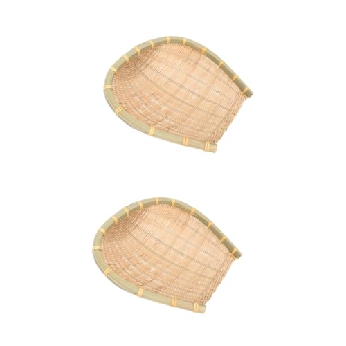 STOBAZA 2pcs Dustpan Food Serving Tray Seagrass Fruit Grass Weaving Storage Bins Vegetable Tray Woven Storage Basket Woven Bowl Basket Seagrass Storage Baskets Weaving