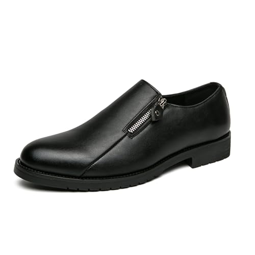 Mocasines de vestir para hombre, de dos tonos, sin cordones, informales, náuticos, mocasines, Black, 40 2/3 EU