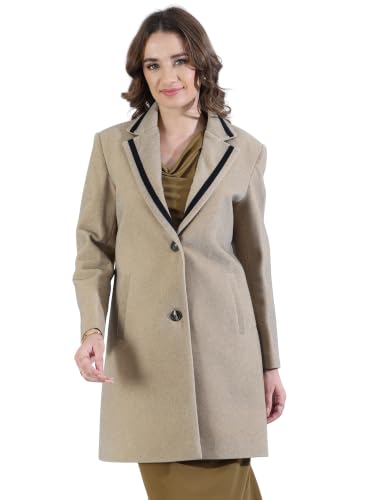 Image of PLAGG Women's Notched Lapel Long Overcoat
