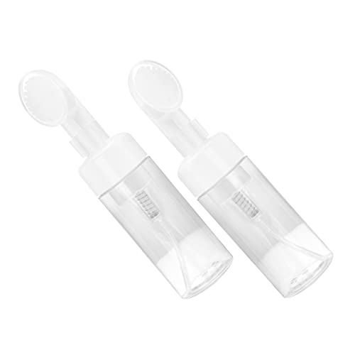minkissy Botella De Espuma Para Lavar La Cara 2 Piezas Tamaño Compacto Recipiente Para Espuma Facial Pincel Blanco Para Uso Doméstico Viaje Portátil