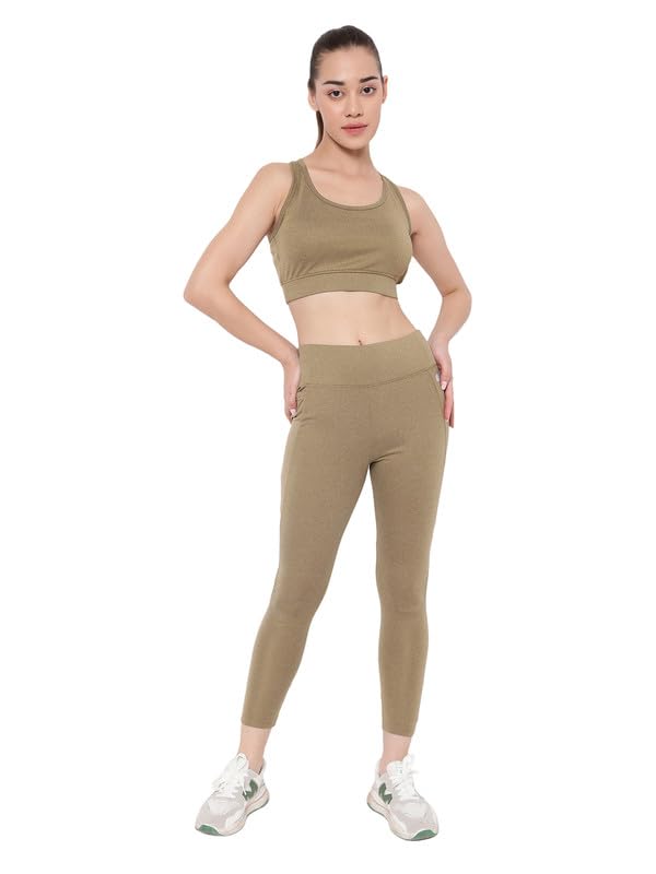 Image of Clovia Women's High Rise High-Rise Full Length Regular Fit Active Tights With Side Pocket