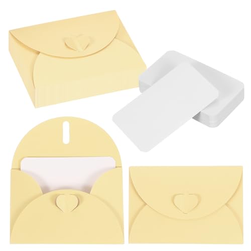 Mini enveloppes avec fermoir en coeur PATIKIL jaune oeuf pour cartes cadeaux