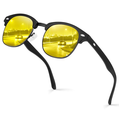 kunchu Nachtsichtbrille Nachtfahrbrille Damen Herren, Polarisierte Nachtsichtbrille für Autofahrer- Nachtbrille zum Autofahren Ultra Leicht Gelbe Gläser Anti- Blendung Sonnenbrille