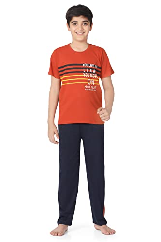 Image of Kids Night Suit for Boys - Cotton Set of Pyjama & T-Shirt Sleepwear - Lightweight & Comfortable Night Wear for Kids