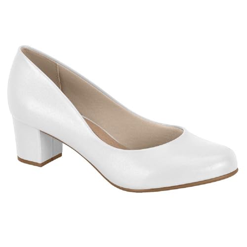 Sapato Scarpin Beira Rio Feminino Salto Blocado Branco/Branco 37