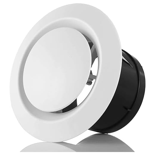 Hon&Guan Rejilla Ventilacion Regulable Blanca de 125 mm, ABS Ajustable Válvula de Disco, Difusor de Aire de Techo Redondo para Ventilador de Tubo, Cocina, Aire Acondicionado, Baño, Chimenea, Techo
