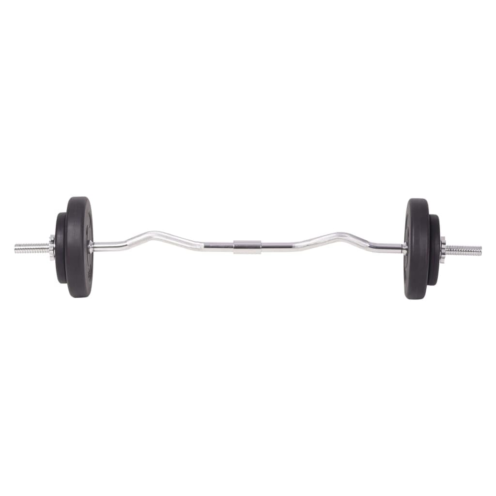 Langhantel- und Kurzhantelset 90 kg - Hantelset mit Hantelscheiben aus Zement und Stahlstangen - Krafttraining Fitness Set für zu Hause