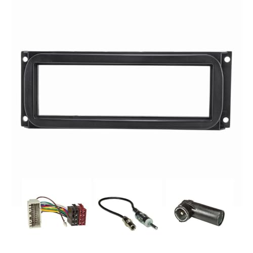 tomzz Audio 2407-008 Cadre de Radio Compatible avec Chrysler Neon PT Cruiser Jeep Wrangler Grand Cherokee avec Adaptateur Radio ISO Adaptateur d'antenne DIN ISO