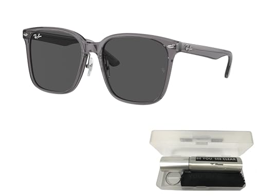Ray-Ban RB2206D Sunglasses Bundle: RB 2206D 139987 Transparent Grey Dark Grey and Eyewear Cleaning Kit2