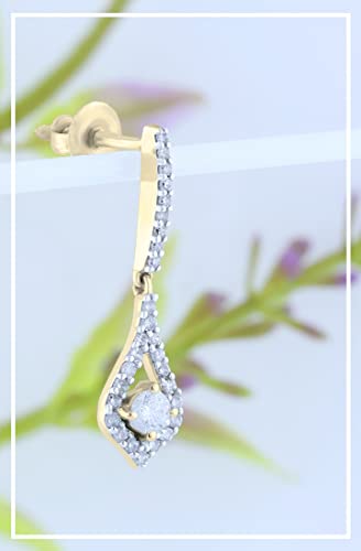 Dazzlingrock Collection 0.19 Cttw Round White Diamond Dangling Drop Earring (1Pc Only) for Women in 18K Solid Gold3