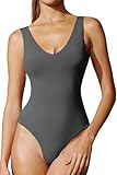 IUGA Bodysuits for Women Tummy Control V Neck Backless Bodysuit Tops Sleeveless Tank Top Body Suits for Women