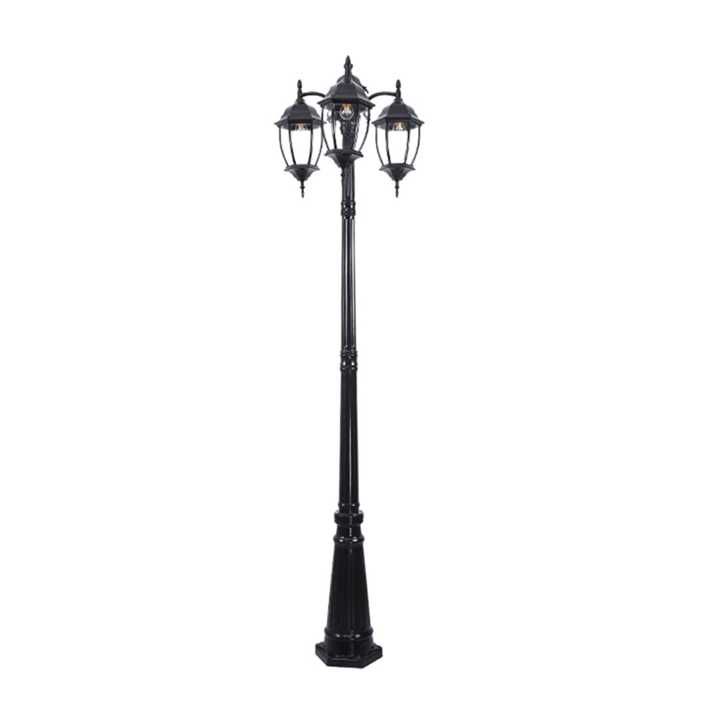Lampa ogrodowa E27, lampa ogrodowa z trzema głowicami, wodoodporna lampa uliczna na wysokim słupie, lampa ogrodowa, lampa ogrodowa na wysokim słupie, oświetlenie krajobra,Glass-230cm