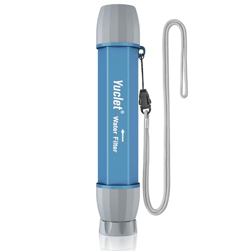 Yuclet Water Filter Straw for Hiking, Camping, Travel, and Emergency Preparedness, 0.1 Micron Portable Water Purifier Survival Straw for Purifying Water, Reusable and with No Expiration Date