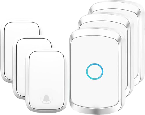 ワイヤレスチャイム、玄関チャイム、 家庭、オフィス用の60メロディー5ボリュームレベルの長距離防水ドアベル(White)
