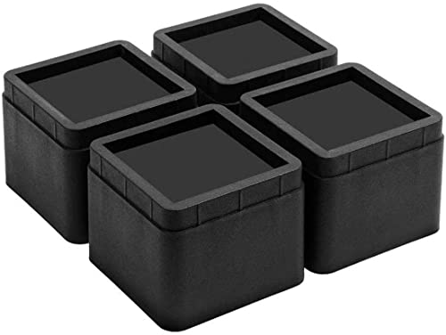 BWKJMY Bettwäsche 4 Stück Möbel- und Betterhöhungen,Langlebiger Kunststoff und Anti-Rutsch-Schaumstoff & Gummi-Pad, Bett, Tisch und Stuhlaufzüge (schwarz) Cover