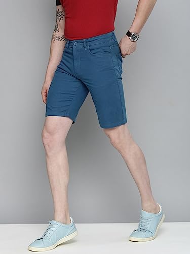 Image of The Indian Garage Co Men Slim Fit Solid Mid-Rise Chino Shorts