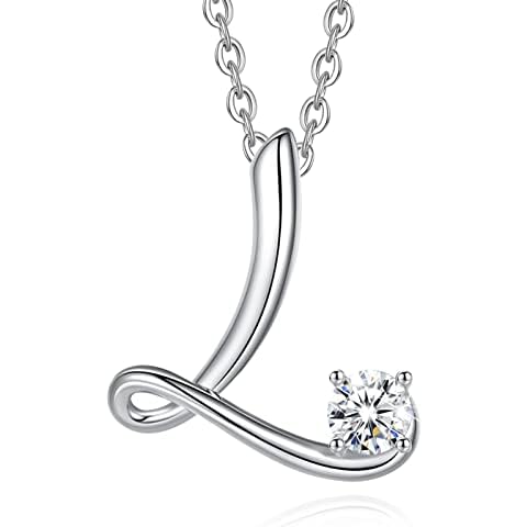 Eusense Initial L Necklace Letter Pendant Silver 925 Alphabet Jewellery for Women Girls Cover