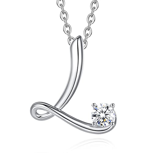 Eusense Collier Lettre L, Collier Initiale, Pendentif Prenom Argent 925, Chaine Alphabet pour Femme Filles Cover