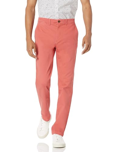 Amazon Essentials Men's Slim-Fit Casual Stretch Chino Trousers, Raspberry Red, 34W / 28L