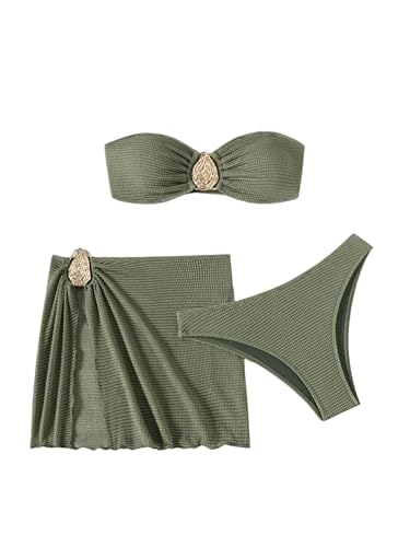 Image of GORGLITTER Women's Bandeau Cheeky Bikini Swimsuits Strapless Bathing Suit