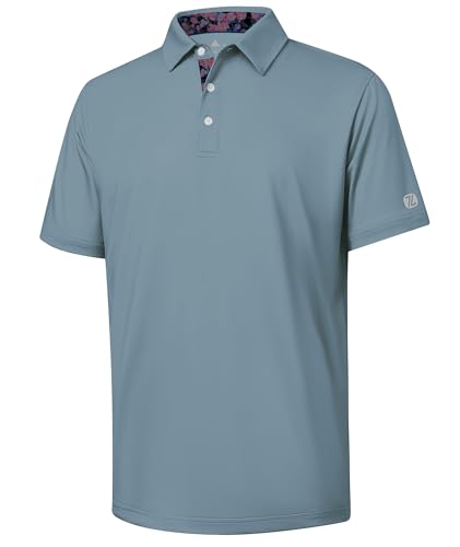 Image of ZITY Golf Shirts for Men Short Sleeve Moisture Wicking Solid Performance Designed Print Collared Casual Polo Shirt