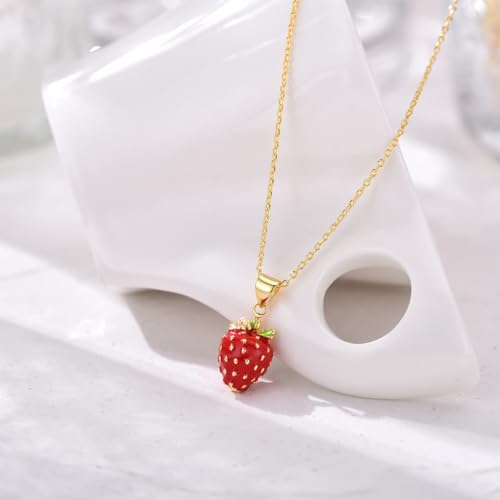Tulip/Lily of the Valley/Sunflower/Strawberry/Cardinal/Ladybug/Cherry Necklace Jewelry Gifts for Women4