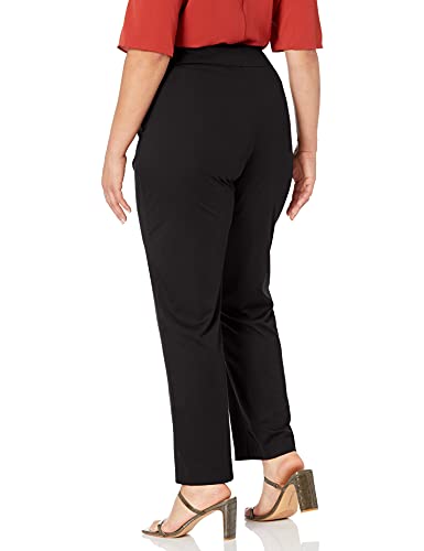 SLIM-SATION Women's Plus Size Pull on Solid Knit Flare Leg Pant with Tummy Panel3