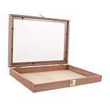 EPIGEIST Caja de Madera Sapele Rectangular para Joyas y Colección de Mariposas Organizador Pequeño con Tapa Transparente para Exhibición de Flores Secas y Objetos Decorativos