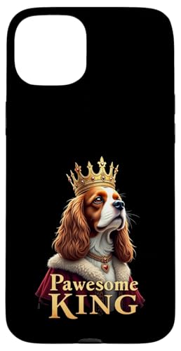 愉快なPawesome Cavalier King Charles Spaniel ドッグアート スマホケース iPhone 15 Plus 用