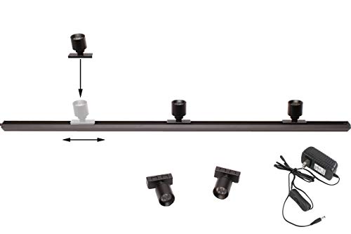 LEDUPDATES Trade Show Jewelry Showcase Mini LED Track Light with 5 spotlights 4000K for Museum Retail Store Model FY-X with UL Power Supply