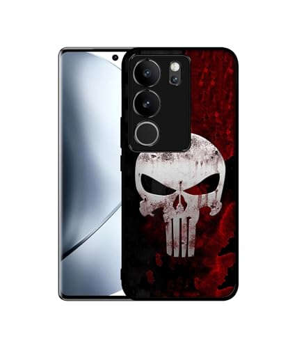 Image of Punisher Skull Design Premium 2D Printed Metal Back Case Cover for Vivo V29 5G / V29 Pro 5G