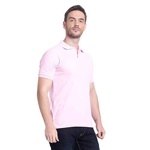 Image of Men's Poly Cotton-Matty Tshirt with Regular Fit Solid Pattern Half Sleeve Standard Length and Button Down Closure|Men's T-Shirts