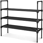 3-Tier Shoe Rack, Non-Woven Fabric Portable Shoe Organizer,Space Saving Stand,Height-Adjustable Shoe Storage Shelf for Closet, Garage, Corridor & Entryway, Sturdy and Stackable
