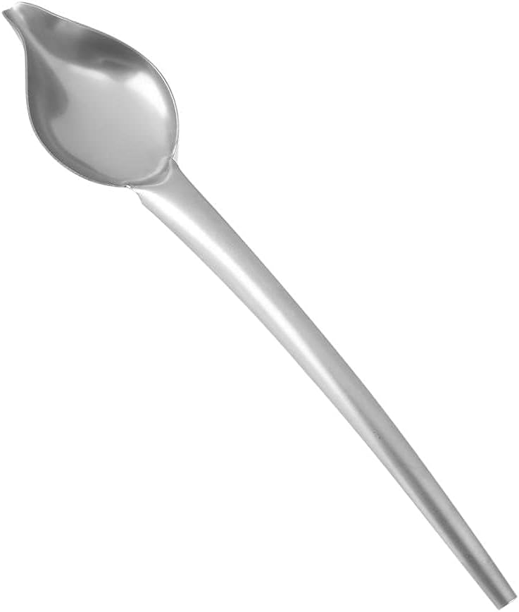 Fdit Drizzling Spoon, Stainless Steel Drizzle Spoon with Tapered Spout Drawing for Decorating Plate (L)