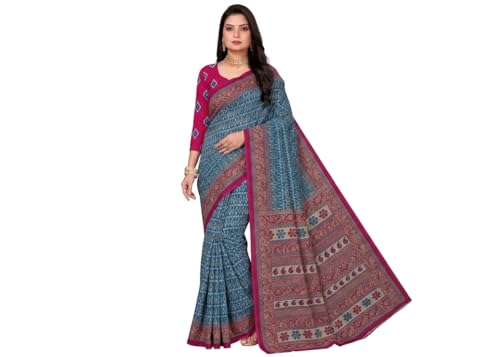Image of Karishma Pure Cotton Mulmul (Soft) Saree With Ikat Design And Elephant Border