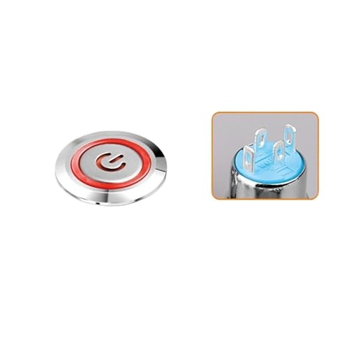 Interrupteur poussoir 12mm rouge pour tableau de bord auto