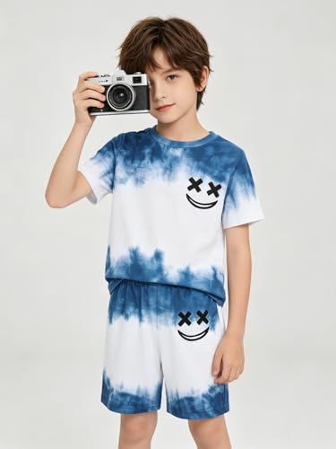 Image of Boys Clothes Size 6-12 Years Short Sleeve T-Shirt & Shorts Set Casual Spring Summer Outfits