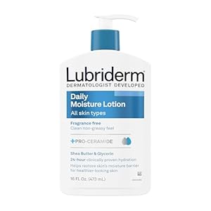 Lubriderm Fragrance Free Daily Moisture Lotion + Pro-Ceramide, Shea Butter & Glycerin, Face, Hand & Body Lotion for Sensitive Skin, Hydrating Lotion for Healthier-Looking Skin, 16 fl. oz
