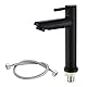 PLLYPE Kaltwasserhahn Schwarz für Gäste WC, Kaltwasser Wasserhahn, Kaltwasserarmatur, mit 80CM Anschlussschlauch, für WC, Badezimmer