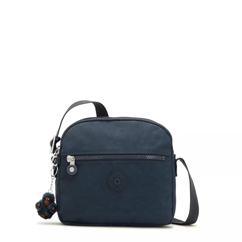 Kipling Bolsa tiracolo Keefe feminina, bolsa leve para uso diário, bolsa de ombro de nylon, Verdadeiro tom azul, 8.25''L x 7.75''H x 5''D
