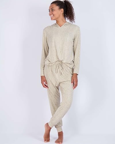 Image of Real Essentials 2 Pack: Women's Soft Long Sleeve Sleep Set - Comfortable Lounge Pull Over Hoodie and Henley Jogger