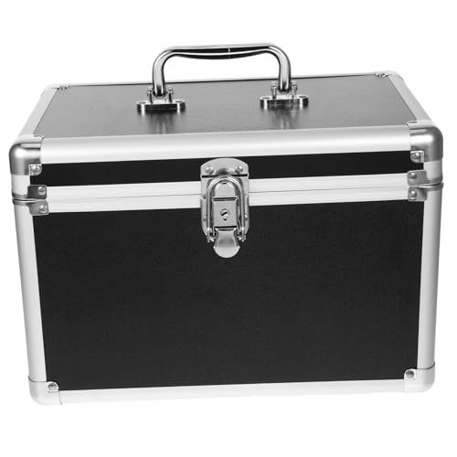 CAXUSD 属製収納ボックス バックル付きメイクボックス プロ仕様の化粧品収納ディスプレイ 大容量メイクアップオーガナイザートラベルケース バスルームカウンター用