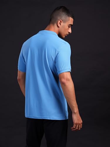 Image of TECHNOSPORT Men's Solid Slim Fit Polo Collar T-Shirt MATPIQ Half Sleeve Button Polyester for Gym Running Workout UPF50+ Anti Odour