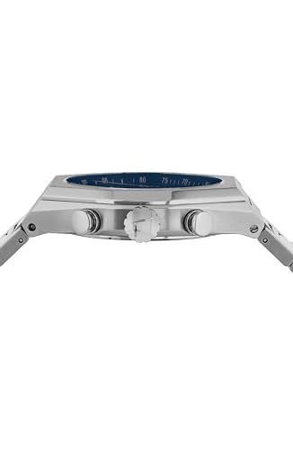 Tonneau Chrono Collection Luxury Mens Watch Timepieces with a Silver Strap Featuring a Stainless Steel Case and a Blue Dial2